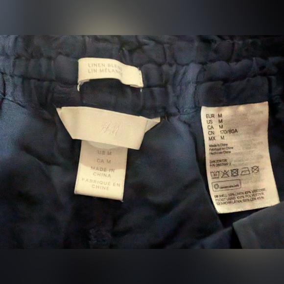 H&M Women's Linen Navy Joggers - Picture 7 of 8